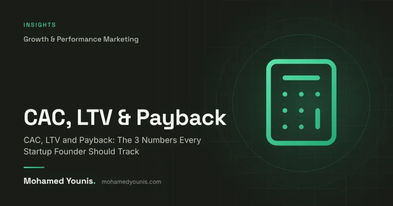 Cover image for "CAC, LTV and Payback: The 3 Numbers Every Startup Founder Should Track" by Mohamed Younis