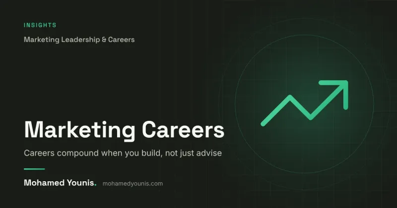 Cover image for "Careers compound when you build, not just advise" by Mohamed Younis